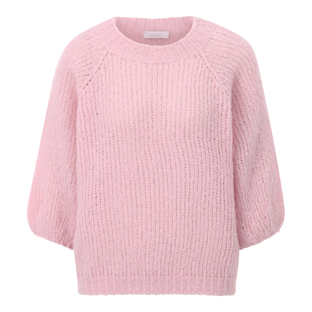 Rich & Royal Chunky Handknit Pullover Sweater Pink Dames