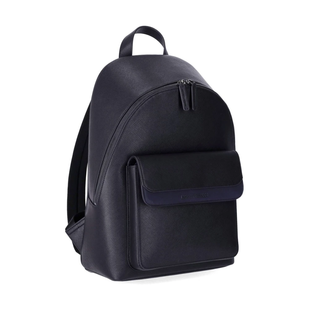 Emporio Armani Blauwe ronde rugzak met klepzak Blue Heren