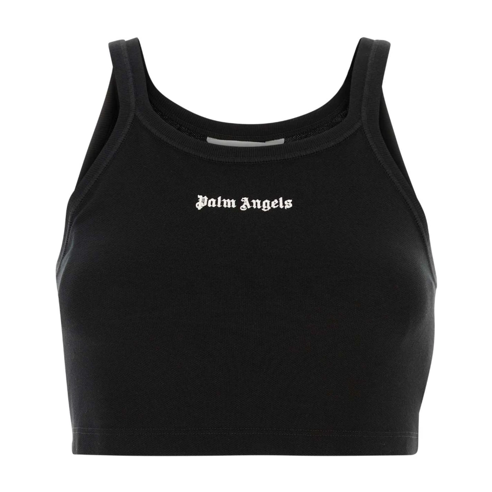 Palm Angels Zwarte Piquet Top Black Dames