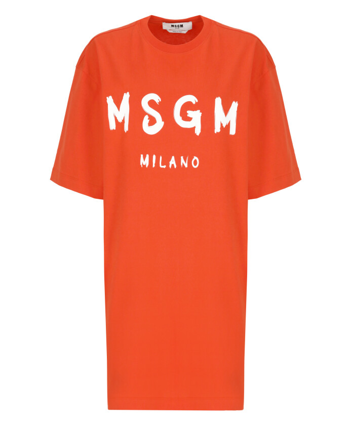 robe-en-coton-orange-avec-logo