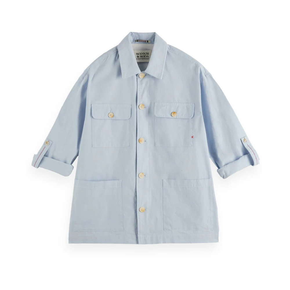Scotch & Soda Relaxte katoen-linnen overhemdjasje Blue Heren