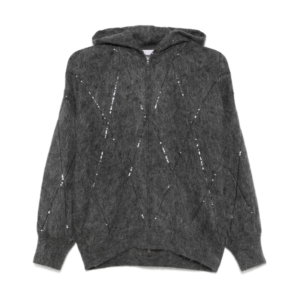 BRUNELLO CUCINELLI Grijze Paillet Hoodie Gray Dames