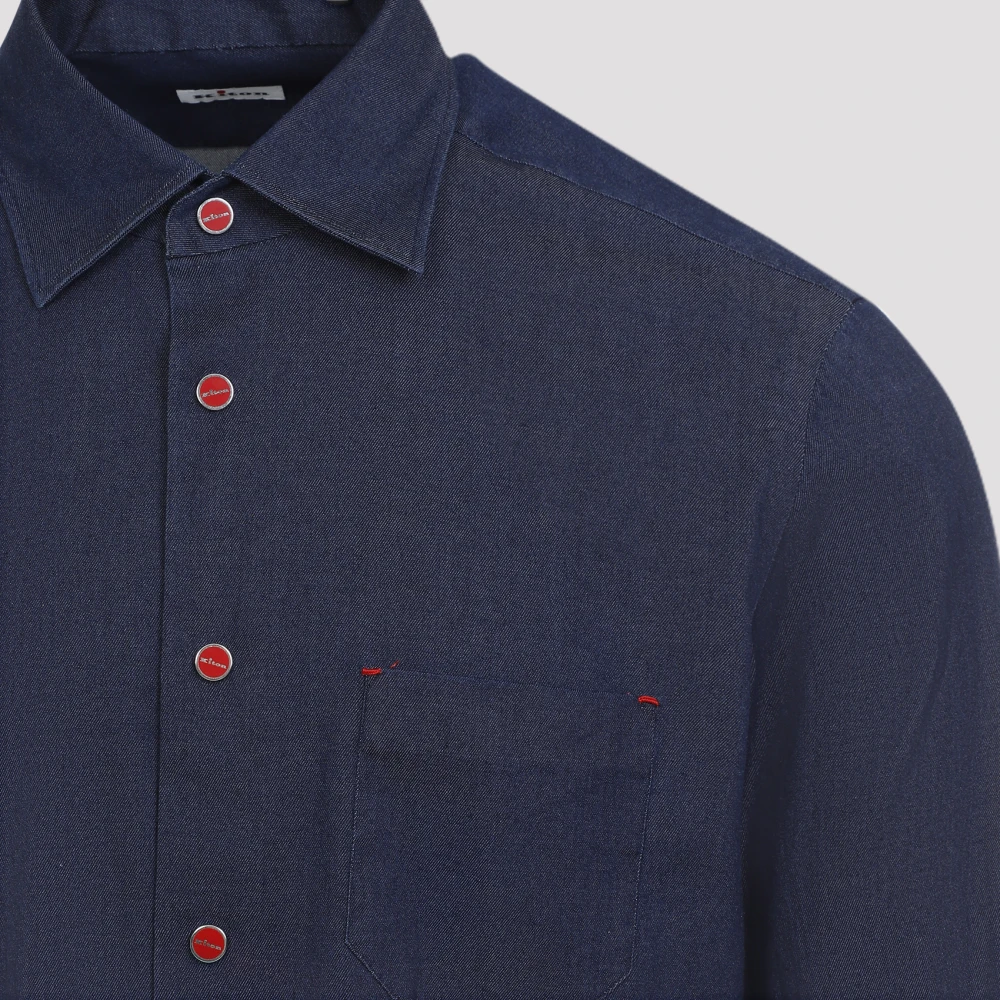 Kiton Blauw Stijlvol Herenshirt Blue Heren