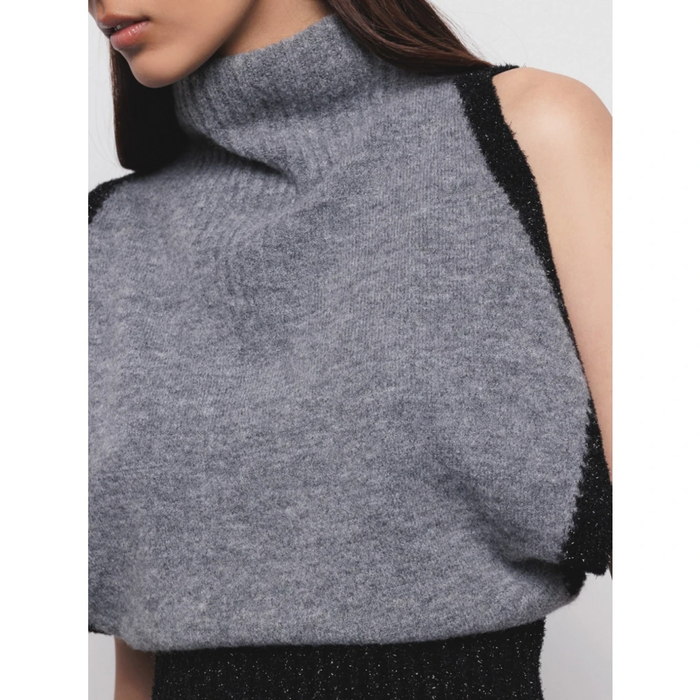 Gaëlle Paris Grijze Hoge Hals Sweater Vest Gray Dames
