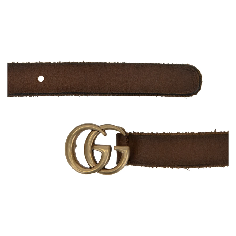 Gucci Leren riem met gouden logogesp Brown Dames