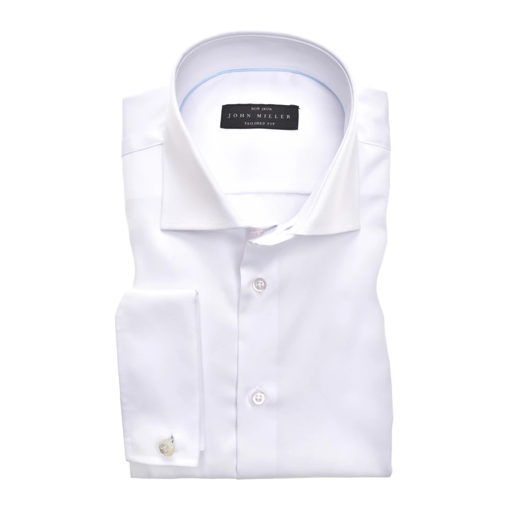 John Miller Witte Business Overhemd Jurk Katoen White Heren