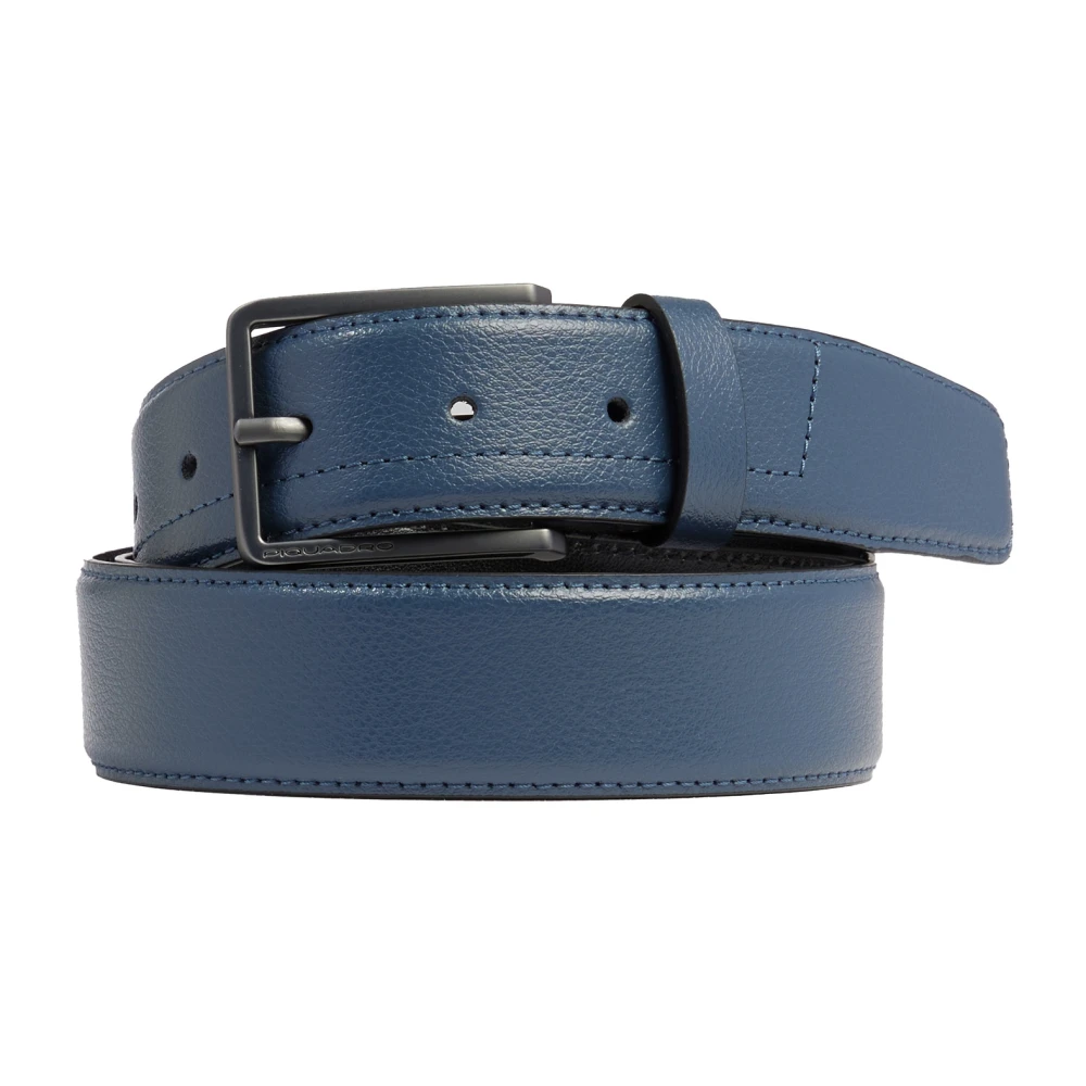 Piquadro Mannelijk Blauw Accessoires Heren, One Size, Leer, Lederen Riem Met Gesp