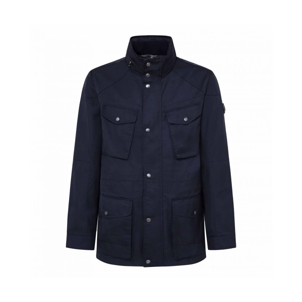 Hackett Waterbestendige Cargo Jas met Capuchon Blue Heren