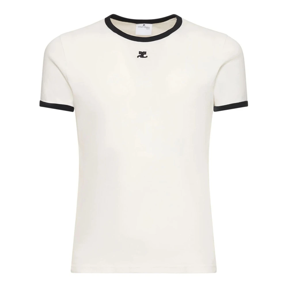 Courrèges Contrast Jersey T-shirt met korte mouwen en logo White Heren