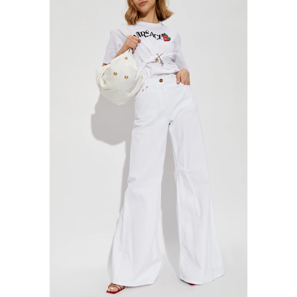 Versace T-shirt met applicaties White Dames
