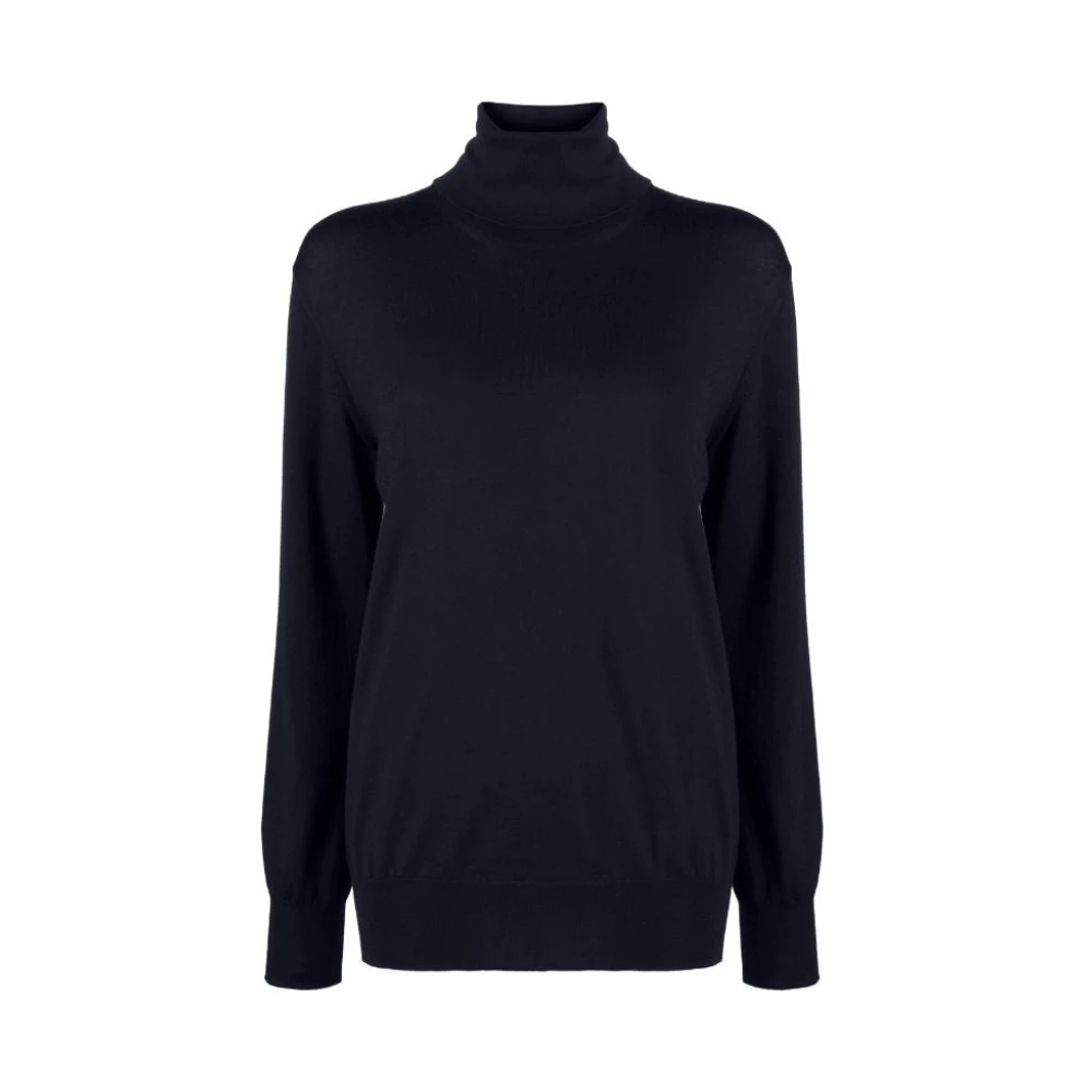 Jil Sander Blauwe Wollen Trui Lange Mouwen Blue Dames