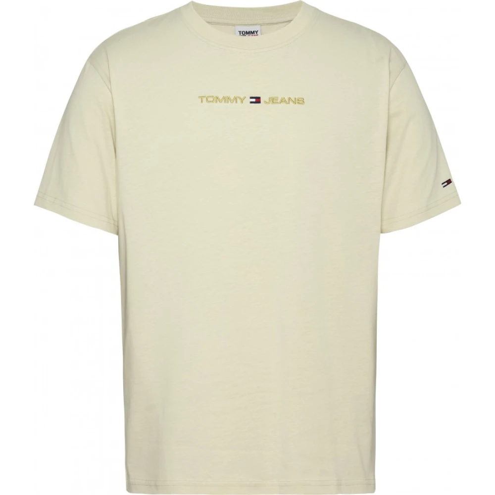 Tommy Jeans Goud Linear ACG Newsprint T-Shirt Beige Heren