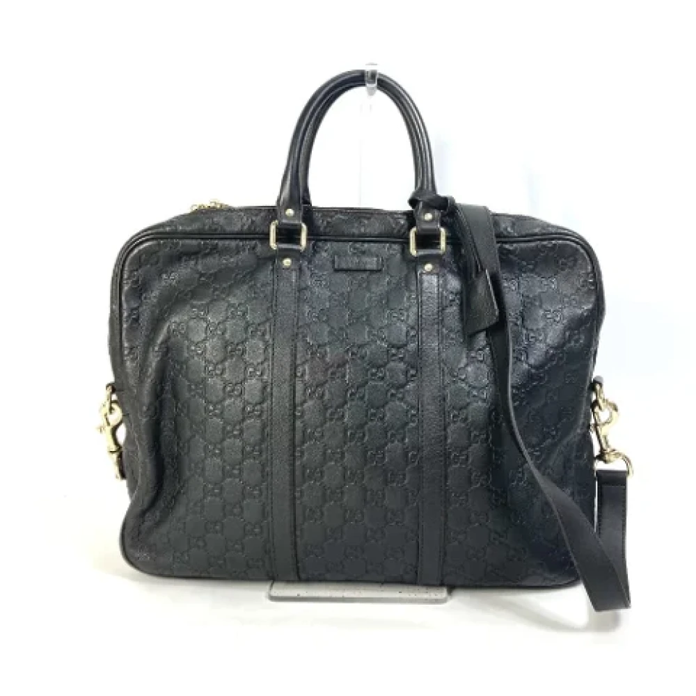 Gucci Vintage Pre-owned Leather gucci-bags Gray Heren