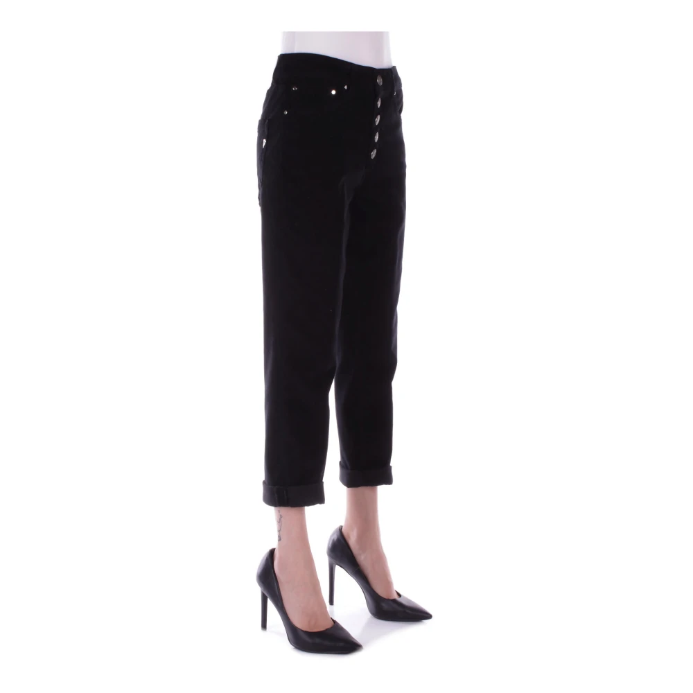 Dondup Zwarte broek met zijlogo Black Dames