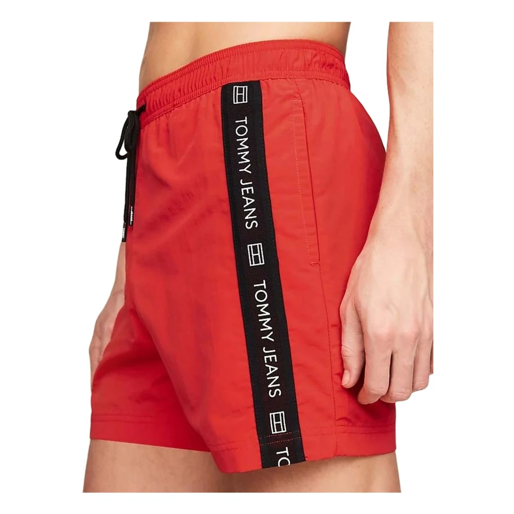 Tommy Hilfiger Storm-FIT Medium Drawstring Side Tape Swimsuit Red Heren