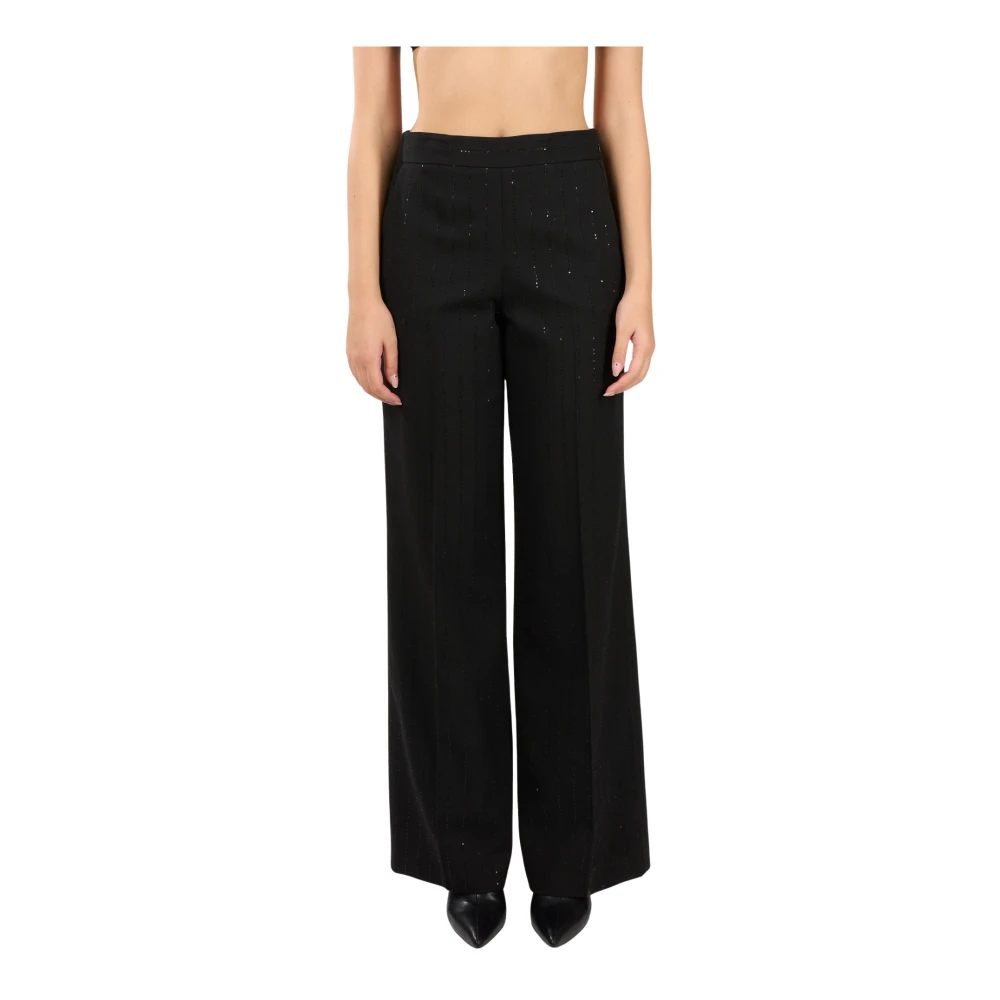Twinset Pailletten Wijde Pijp Broek Black Dames