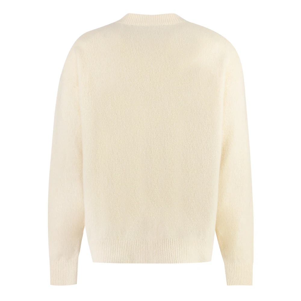 Palm Angels Kasjmierwol Crew-Neck Sweater Beige Heren