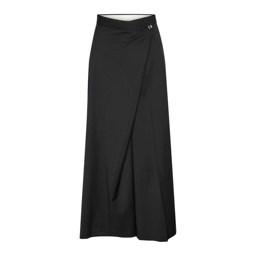 InWear Zwarte wijde broek met knoopdetails Black Dames
