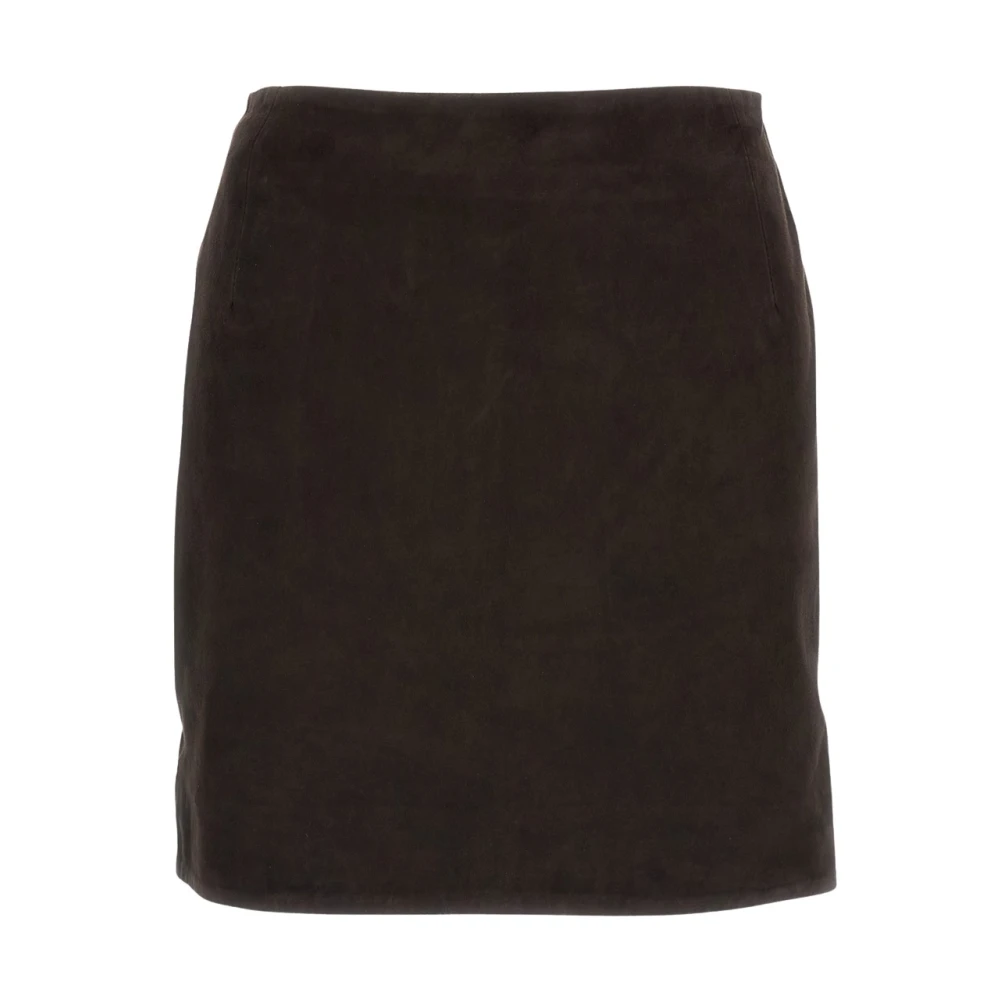 Rotate Birger Christensen Brown Suede Mini Skirt - Female - Leather Skirts - L - Skirts