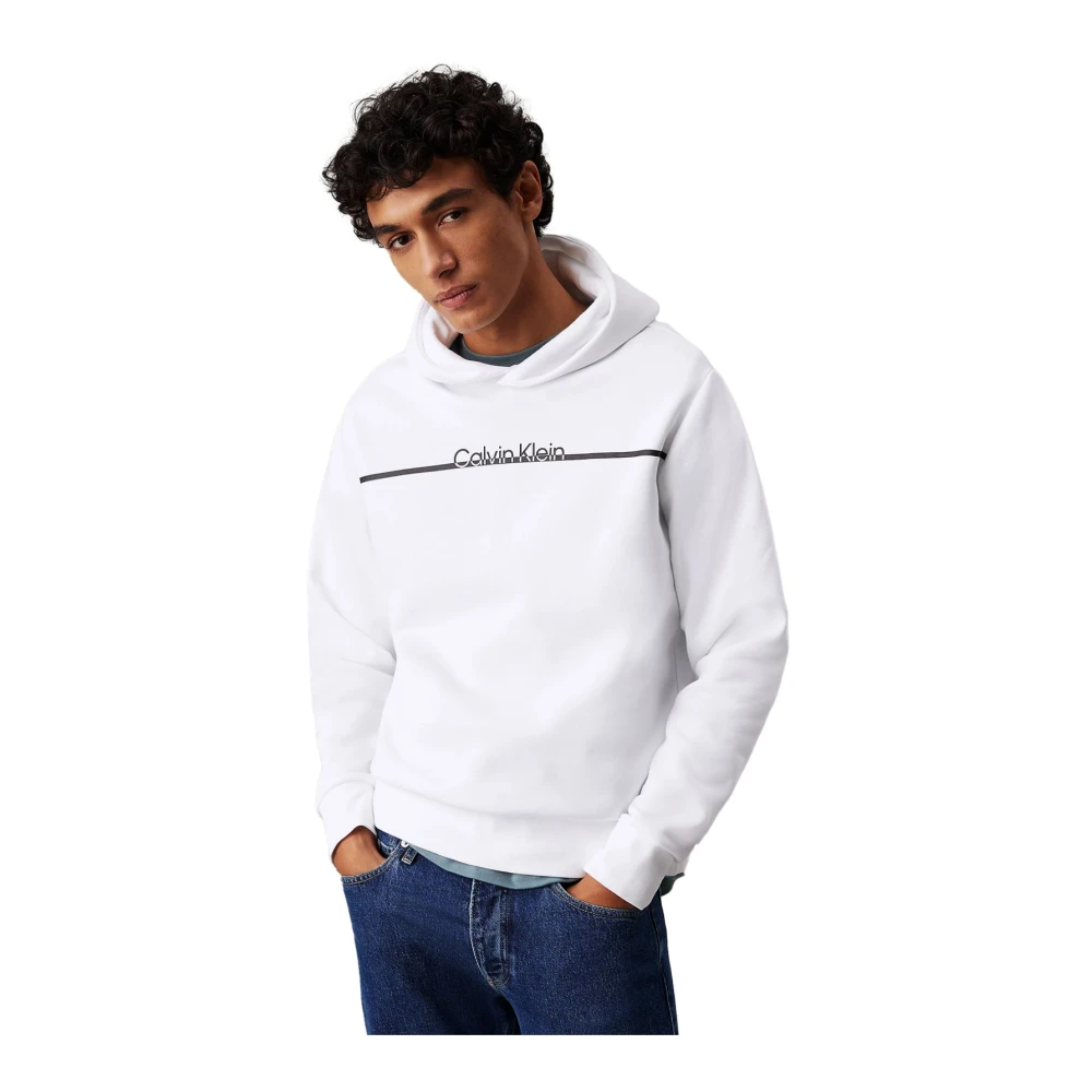 Calvin Klein Logo Katoenen Hoodie White Heren