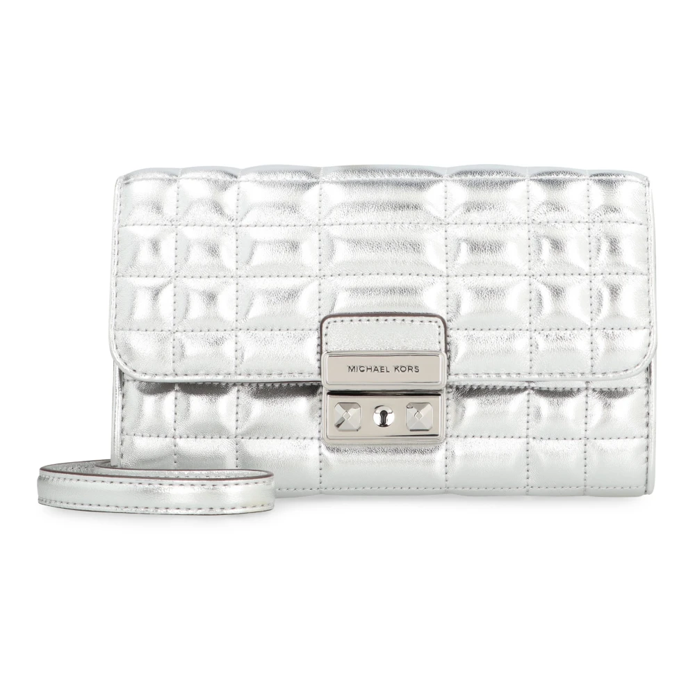 Michael Kors Women's Gray Tribeca Metallic Leather Convertible Crossbody Bag