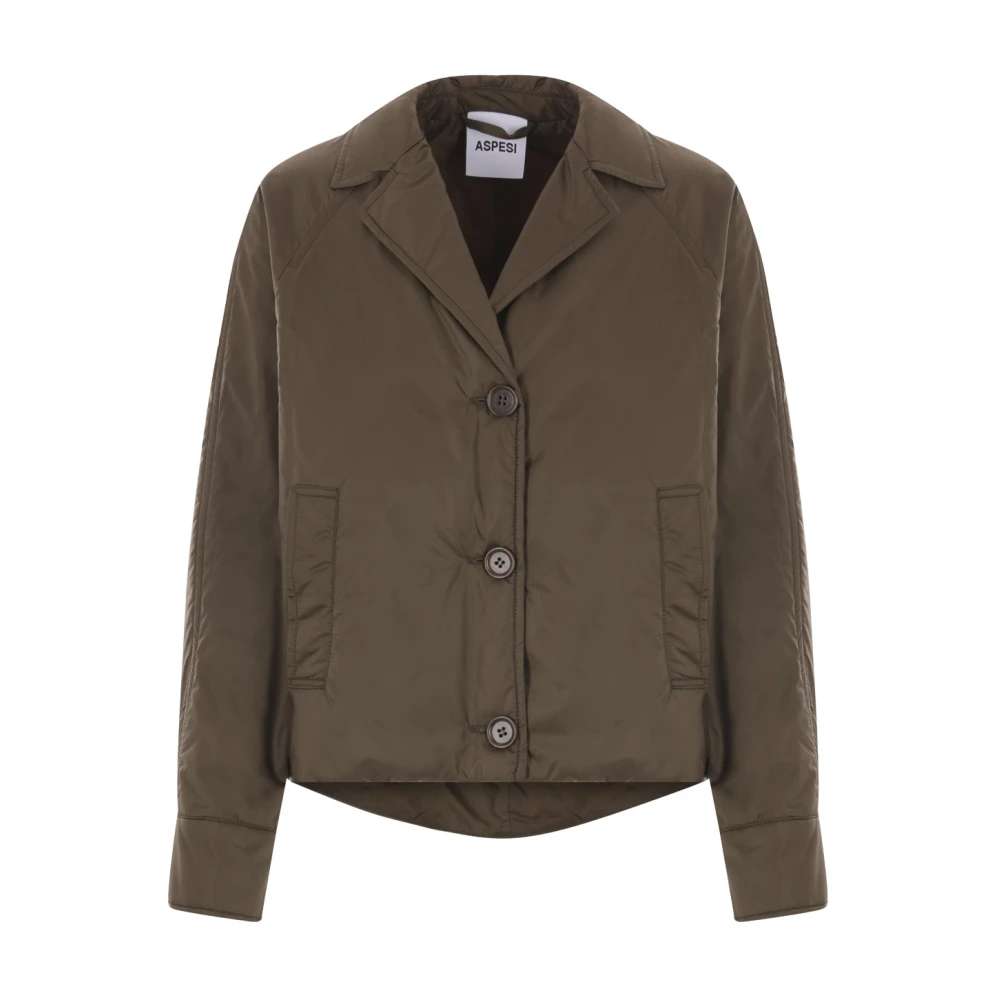 Aspesi Militair Groen Nylon Overhemdjas Green Dames