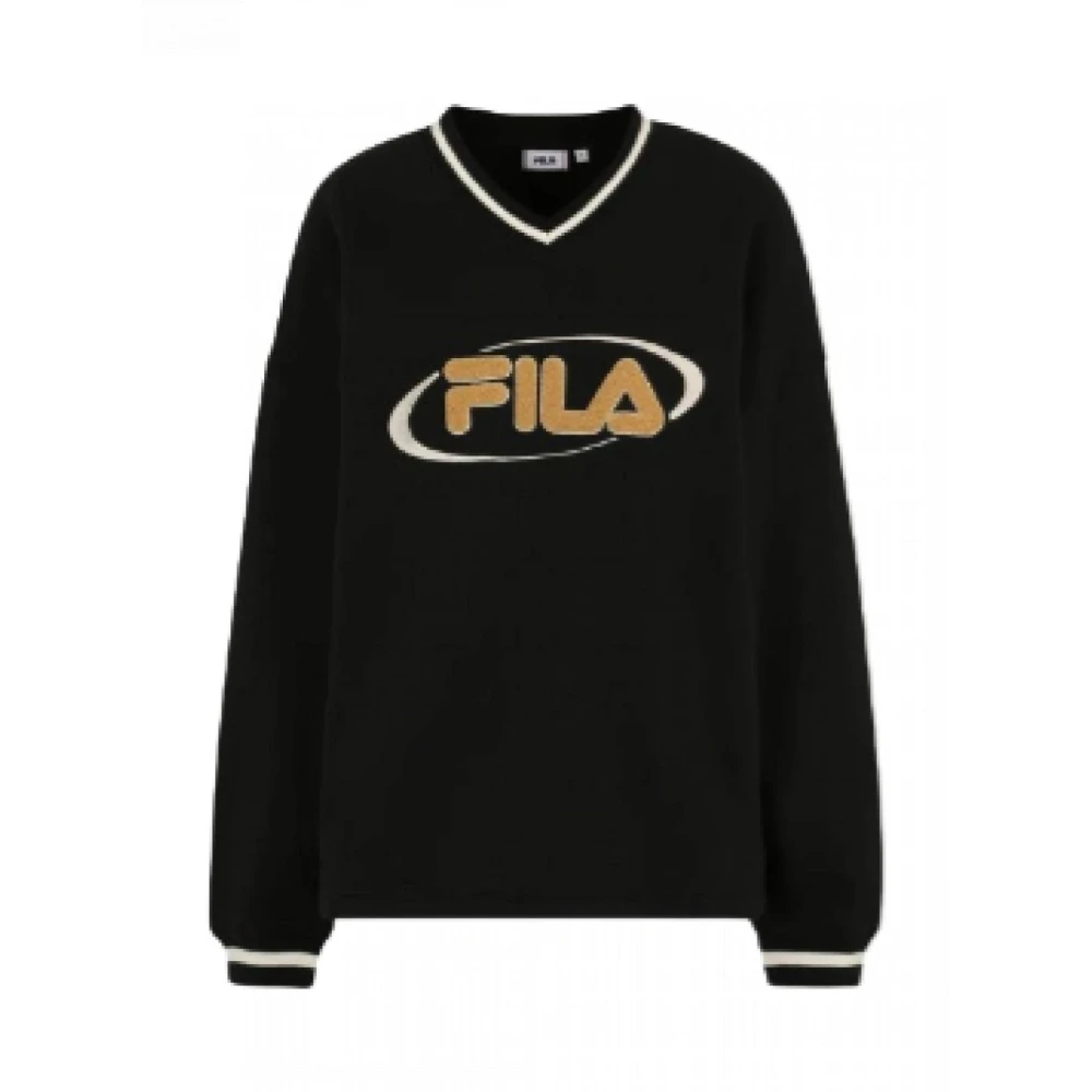 Fila Elliptisch Logo Sweatshirt met V-Hals Black Dames