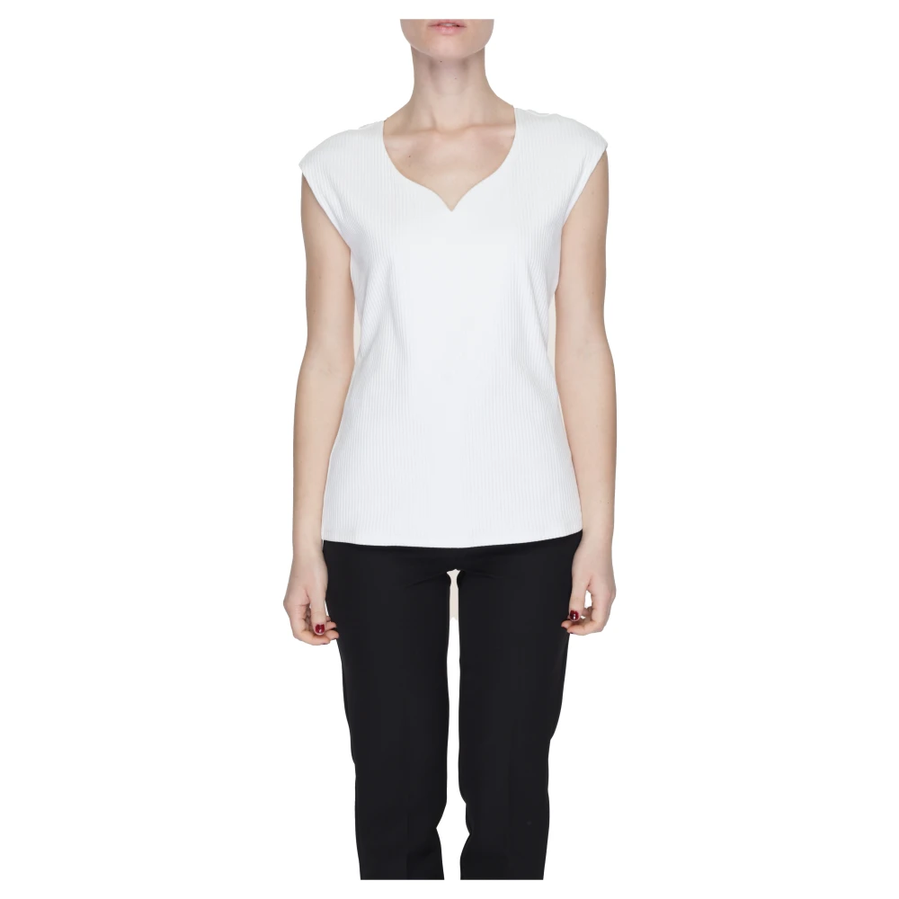 Street One Witte V-hals T-shirt Slip-On Stijl White Dames