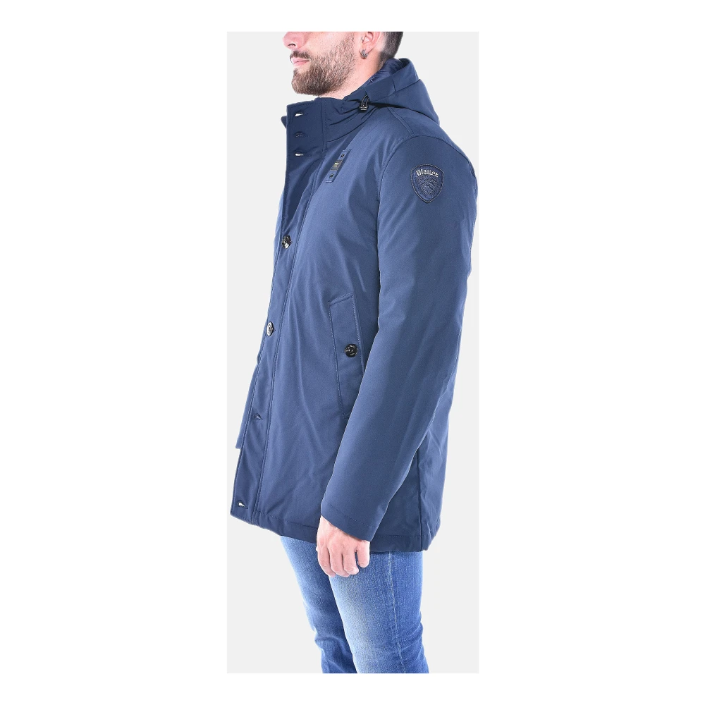 Blauer Waterdichte Medium Trench met Logo Blue Heren