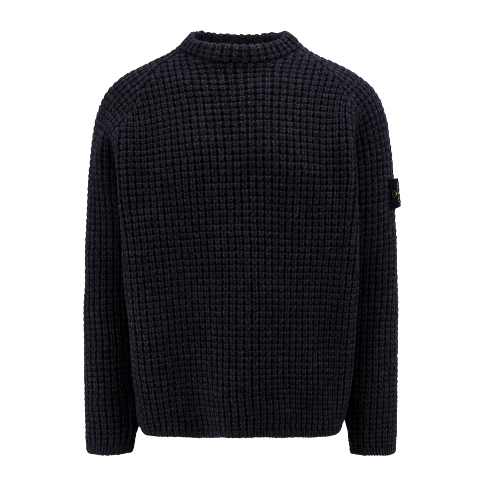 Stone Island Grijze Virgin Wool Sweater met Verwijderbaar Logo Patch Gray Heren