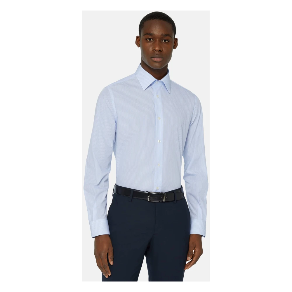 Boggi Milano Regular Fit gestreept katoenen overhemd Blue Heren