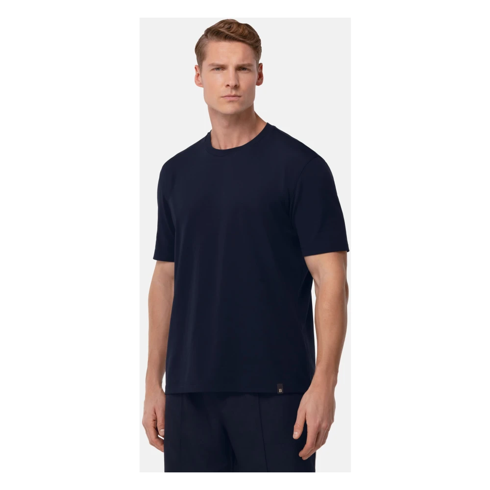 Boggi Milano High-Performance Piqué T-Shirt Blue Heren