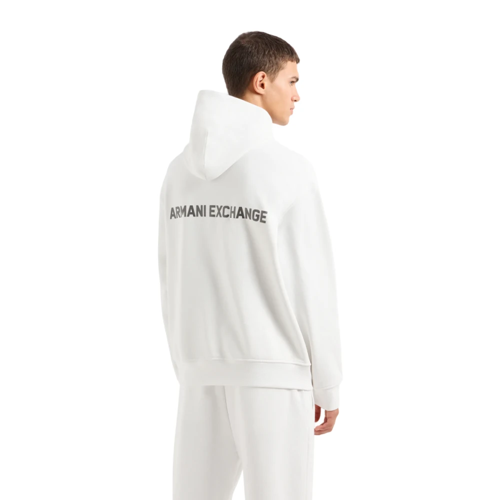 Armani Exchange Witte Hoodie Franse Terry Aw24 White Heren