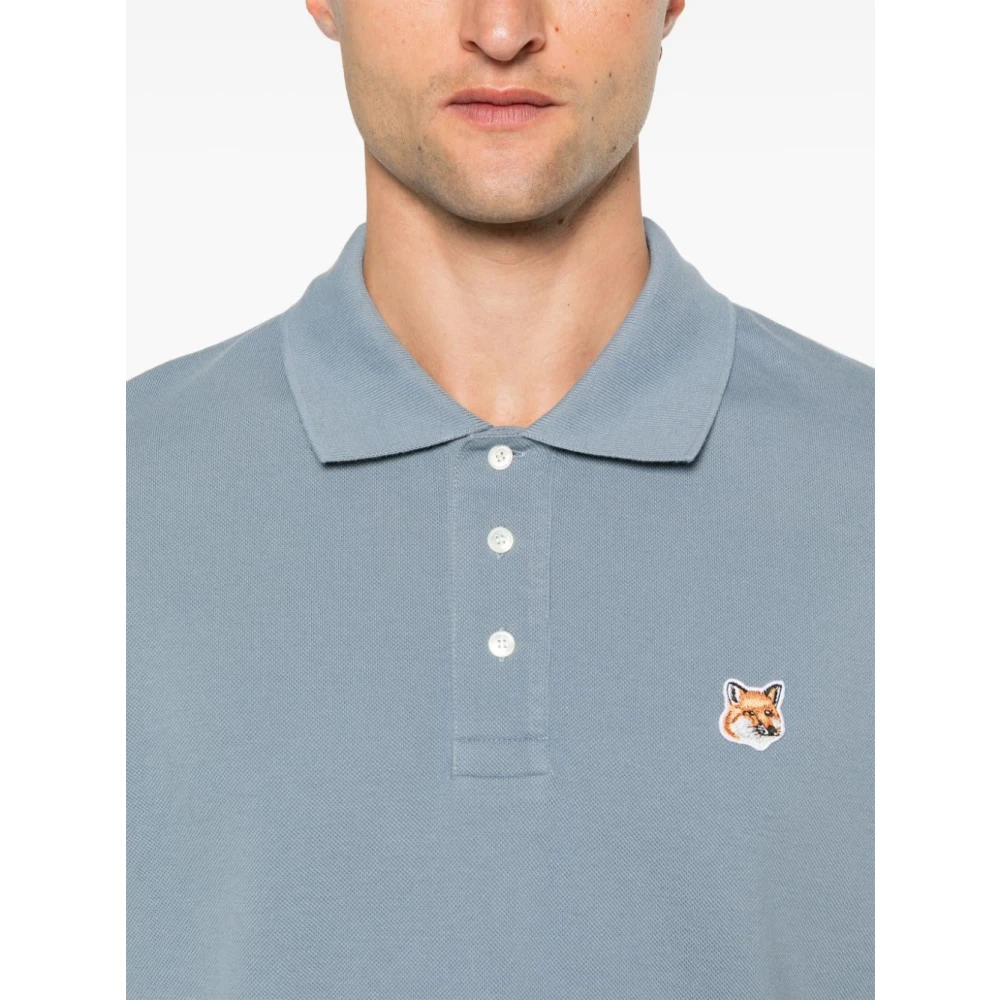 Maison Kitsuné Blauwe Fox Head Polo Shirt Blue Heren