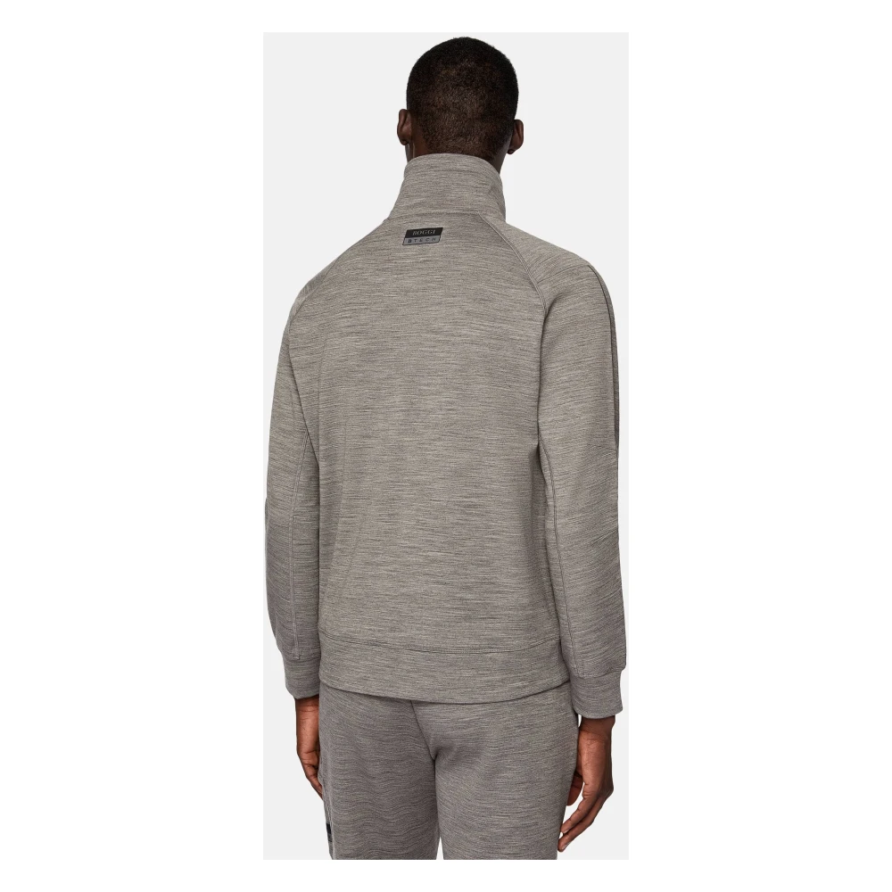 Boggi Milano Full-Zip Hoodie in Lichtgewicht Wolmix Scuba Gray Heren