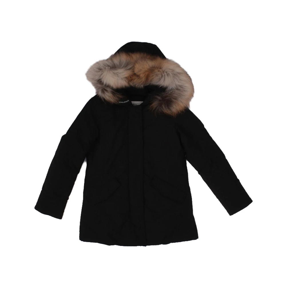 Woolrich Unisex Black Hooded Junior Coat With Zip