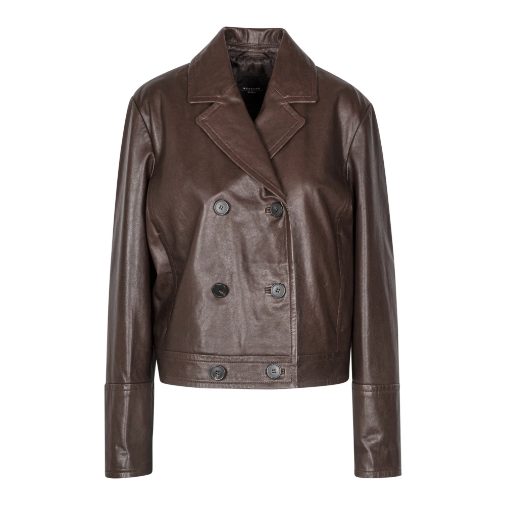 Max Mara Weekend Leren double-breasted jas Brown Dames