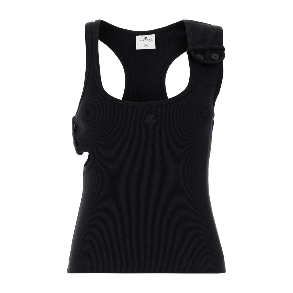 Courrèges Zwarte stretch katoenen hemdje Black Dames