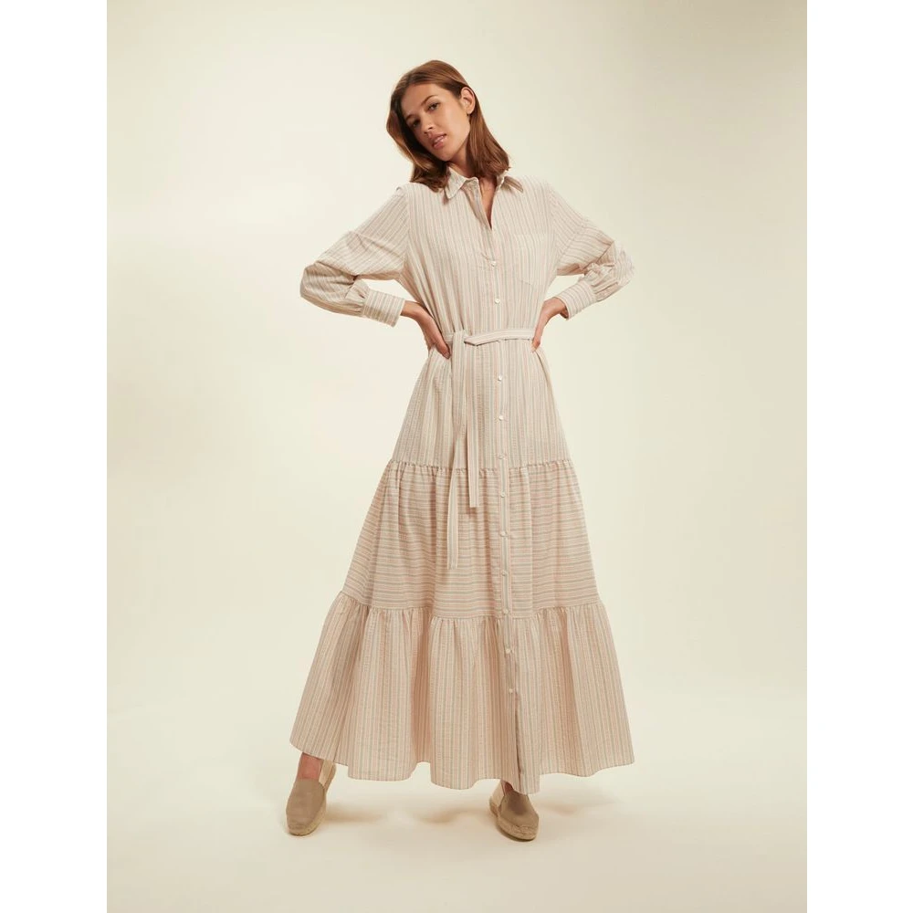 Ines De La Fressange Paris Gestreepte Léna Jurk Beige Dames