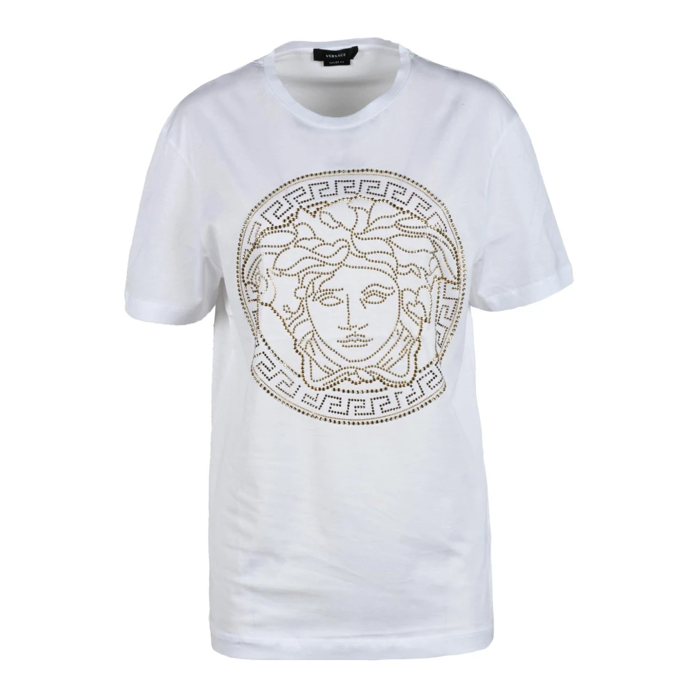 Versace Katoenen T-shirt Collectie White Dames