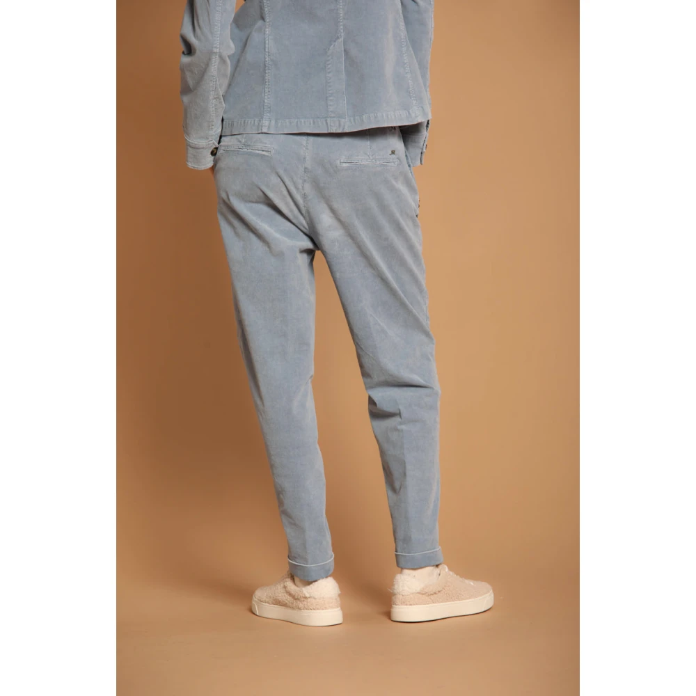 Mason's Velours Gestreepte Relaxte Pasvorm Chino Broek Blue Dames