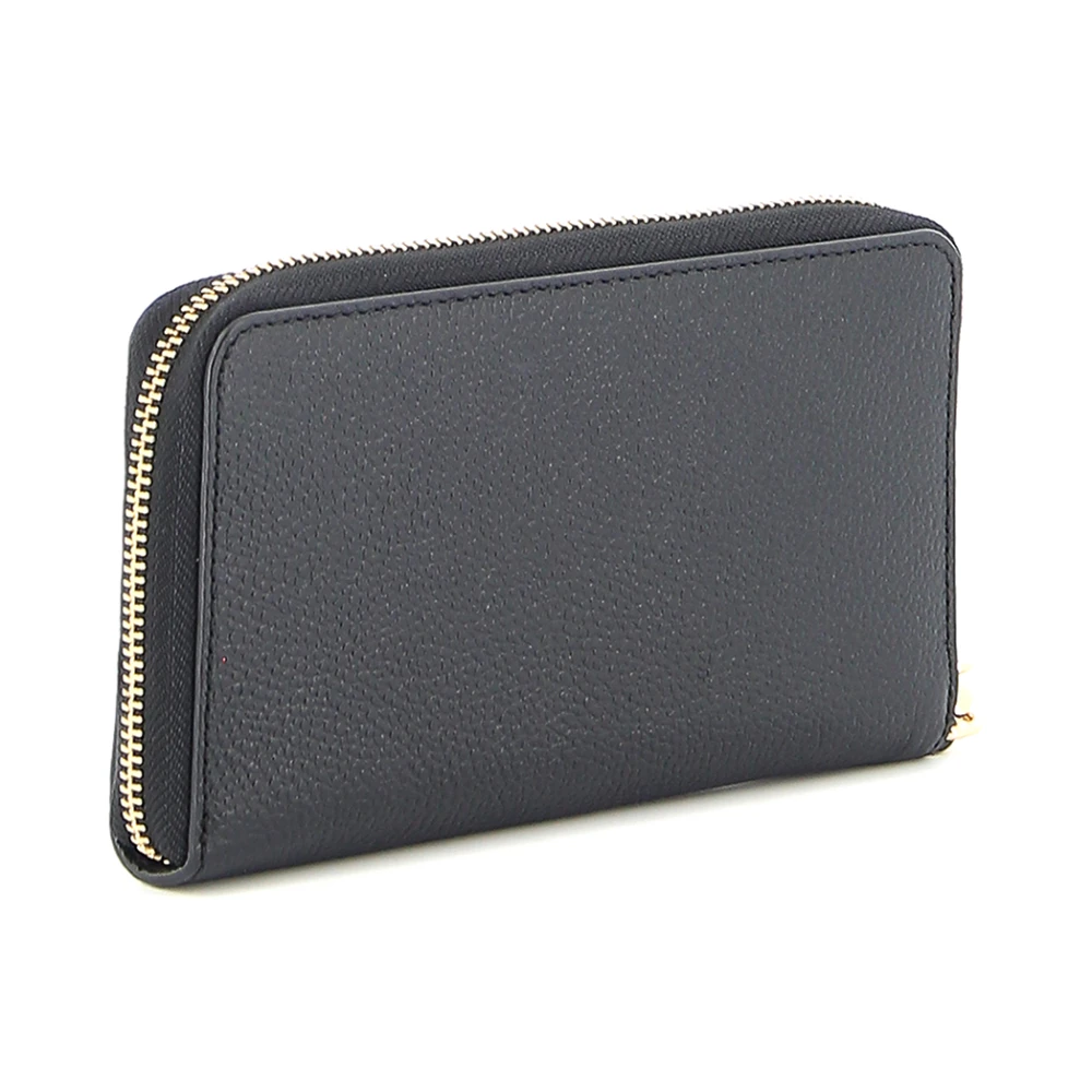 Michael Kors Zwarte gehamerde leren portemonnee met gouden details Black Dames