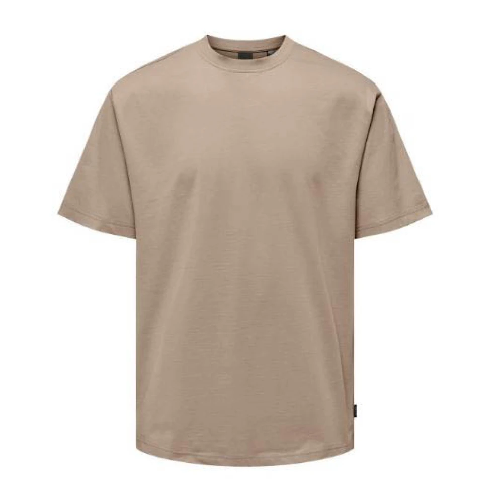 Only & Sons Woestijn Taupe Casual Tee Brown Heren