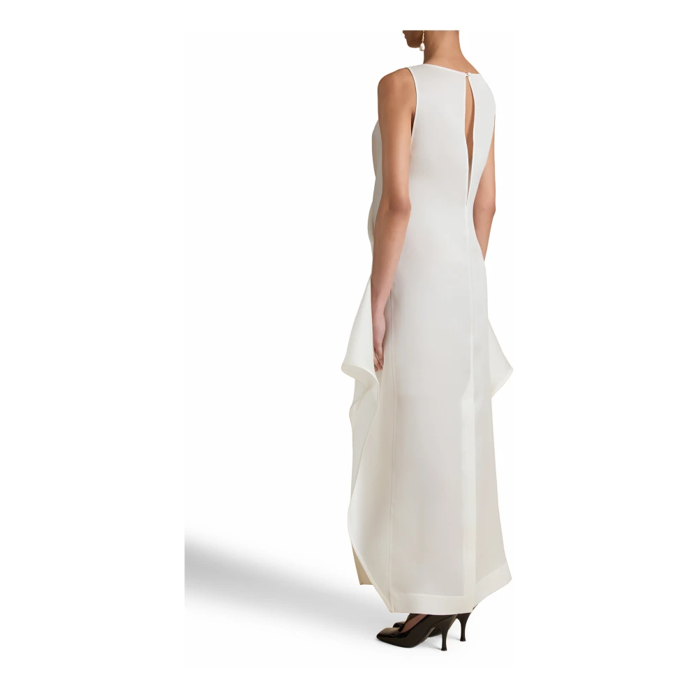 Khaite Witte Zijden Jurk met Sweetheart-halslijn Beige Dames