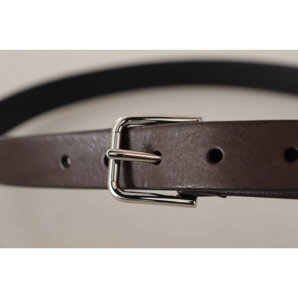 Dolce & Gabbana Elegante Leren Riem met Metalen Gesp Brown Heren