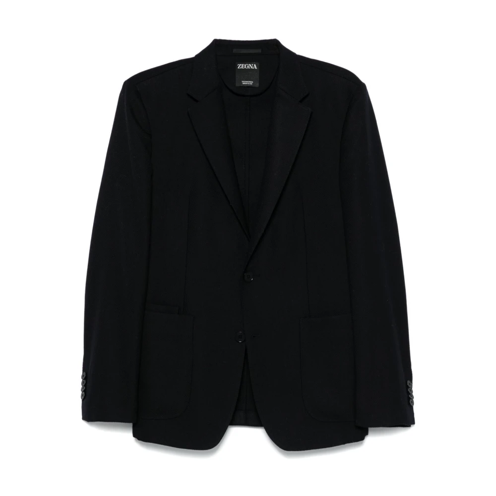 Ermenegildo Zegna Navy Blauw Voorste Knoopjas Black Heren