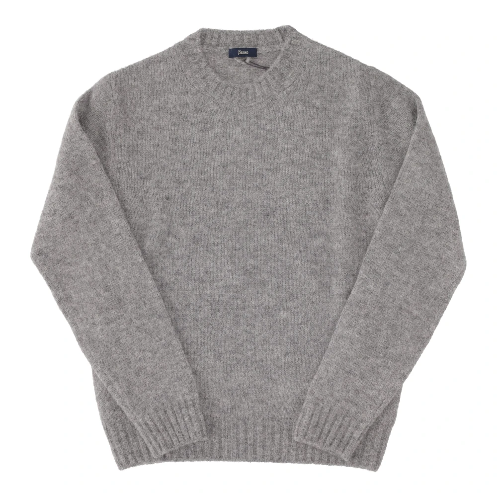 Herno Alpaca-Wol Trui met Ronde Hals Gray Heren