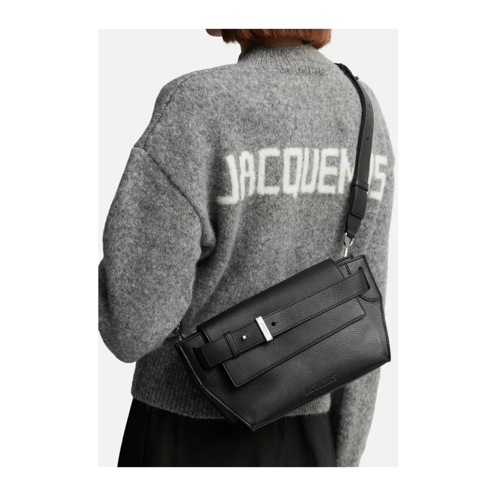 Jacquemus Zwarte leren messenger tas Black Dames