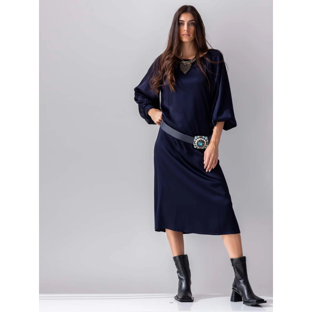 Beatrice .b Geplooide Schouder Maxi Jurk Blue Dames