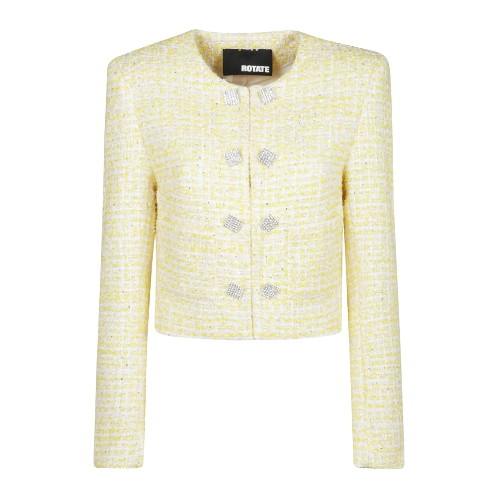 Rotate Birger Christensen Stijlvolle Boucle Cropped Jacket Yellow Dames